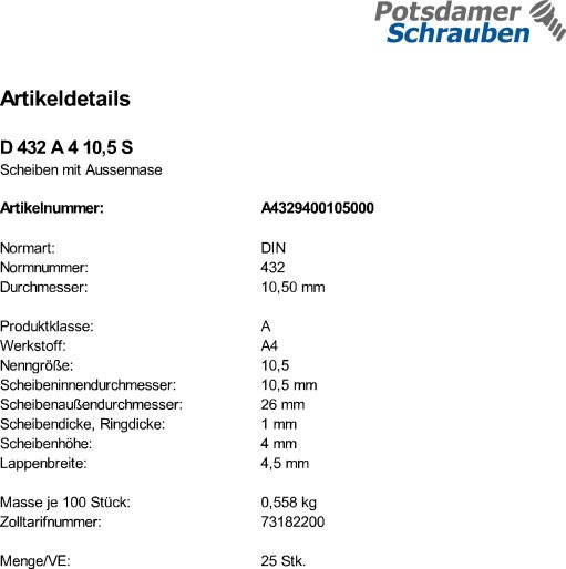 25 Edelstahl V4A Scheiben DIN 432 A4 10,5