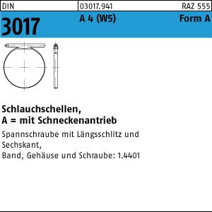 50 Schlauchschellen DIN 3017 A4 25- 40/12 C7 -W5 Edelstahl-Stahl A4