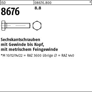 50 Feingewinde Sechskantschrauben ISO 8676 8.8 Stahl M18x1,5x45
