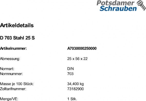 1 Stellringe DIN 703 Stahl 25