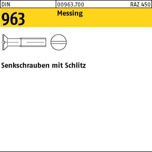 25 Schlitz Senkschrauben DIN 963 Messing M16x35