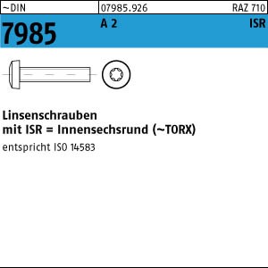 200 Edelstahl V2A Linsenkopfschrauben DIN 7985 A2 TX M10x16
