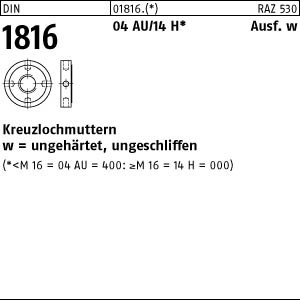 1 Kreuzlochmuttern DIN 1816 14 H M75x1,5 Stahl