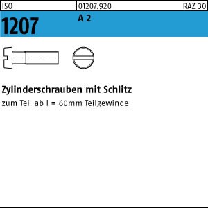 200 Edelstahl V2A Schlitz Zylinderschrauben ISO 1207 A2 M3x20