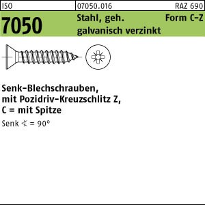 2000 Senkkopf Blechschrauben ISO 7050 verzinkt 2,2x13 -C-Z