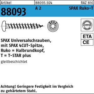 100 SPAX Edelstahl V2A Pan Head Halbrundkopfschrauben A2 TX 5x50 /44 TORX