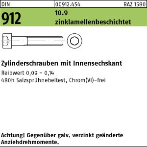 500 Innensechskant Zylinderkopfschrauben DIN 912 10.9 M6x25 zinklamellenbeschichtet