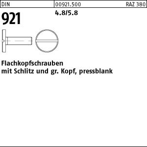 100 Flachkopfschrauben DIN 921 4.8 / 5.8 M8x20 Stahl