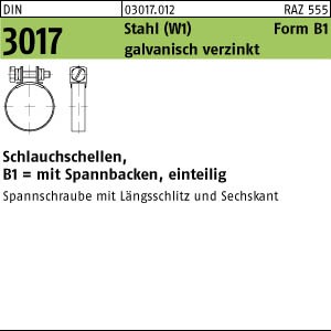 100 Schlauchschellen DIN 3017 Stahl B1 46/20 -W1 verzinkt Zn