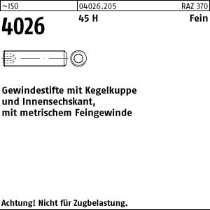 100 Inbus Feingewinde Gewindestifte ISO 4026 45H M12x1x30