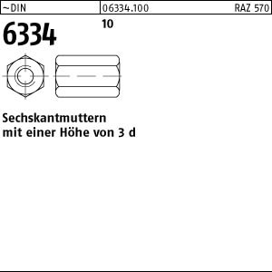 10 Sechskantmuttern DIN 6334 10 M30 SW 46 Stahl