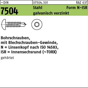 100 Linsenkopf Torx Bohrschrauben DIN 7504 verzinkt N 6,3 x100 TX