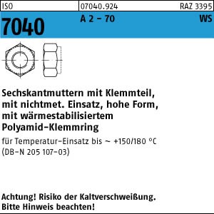 100 Sechskantmuttern ISO 7040 A2-70 M12 m. brauneMRing, n. BN 205107 -3 V2A Edelstahl
