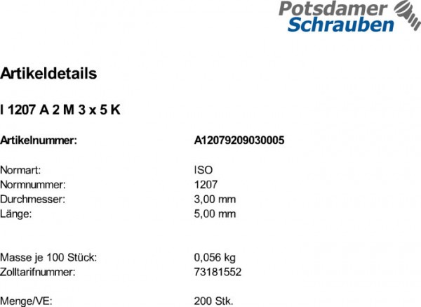 200 Edelstahl V2A Schlitz Zylinderschrauben ISO 1207 A2 M3x5