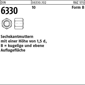 10 Sechskantmuttern DIN 6330 10 BM24 SW 36 gestempelt Stahl