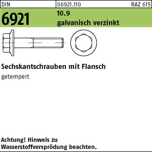 200 Sechskant Flanschschrauben DIN 6921 10.9 verzinkt M8x50