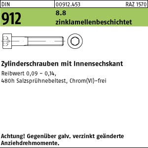 500 Innensechskant Zylinderkopfschrauben DIN 912 8.8 M6x25 zinklamellenbeschichtet