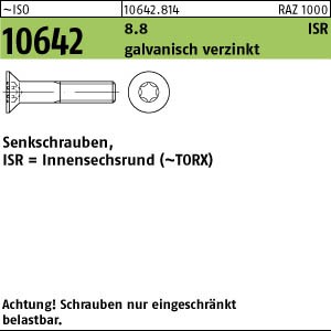 500 Torx Senkkopfschrauben eh. DIN 7991 8.8 verzinkt M5x12 TX