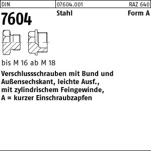 50 Verschlußschrauben DIN 7604 Stahl A M14x1,5