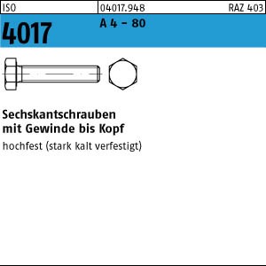 25 Sechskantschrauben ISO 4017 A4 - 80 M16x55 A4 Niro Edelstahl