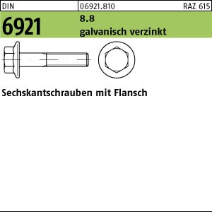 200 Sechskant Flanschschrauben DIN 6921 8.8 verzinkt M8x50