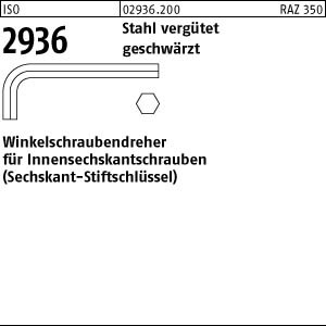 100 Winkelschraubendreher ISO 2936 Stahl SW 1,3 vergütet