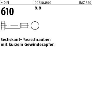 25 Sechskant Paßschrauben DIN 610 8.8 M12x45 Stahl