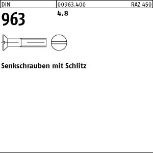 25 Schlitz Senkschrauben DIN 963 4.8 Stahl M20x35