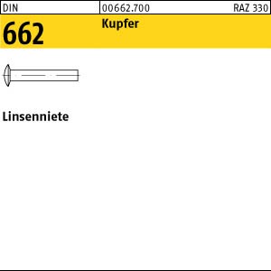 1000 Linsennieten DIN 662 Kupfer 3,5x8
