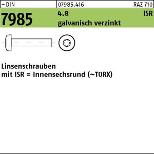 1000 Torx Linsenkopfschrauben DIN 7985 4.8 verzinkt TX M6x20