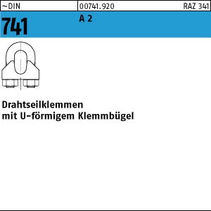 50 Drahtseilklemmen DIN 741 A2 3 mM/ M4 1/8 ähnl. DIN 741 V2A Edelstahl