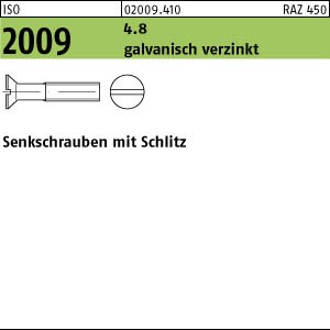 200 Schlitz Senkschrauben ISO 2009 4.8 verzinkt M4x6