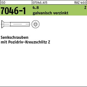 1000 Krz. Senkkopfschrauben ISO 7046 -1 4.8 -Z verzinkt M5x12
