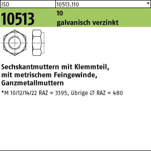 100 Sechskantmuttern ISO 10513 10 M10x1 verzinkt Stahl