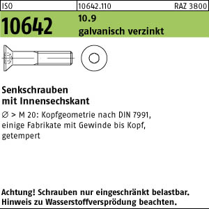 200 Inbus Senkkopfschrauben ISO 10642 10.9 schwarz M8x12
